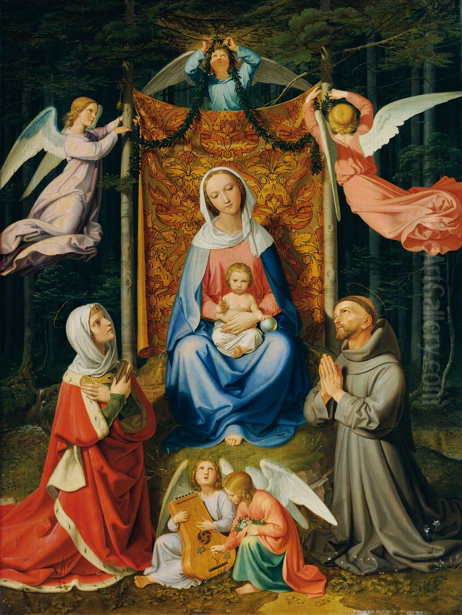 Waldesruhe (Madonna mit Kind, hl. Adelheid und hl. Franziskus) Oil Painting by Joseph von Fuhrich