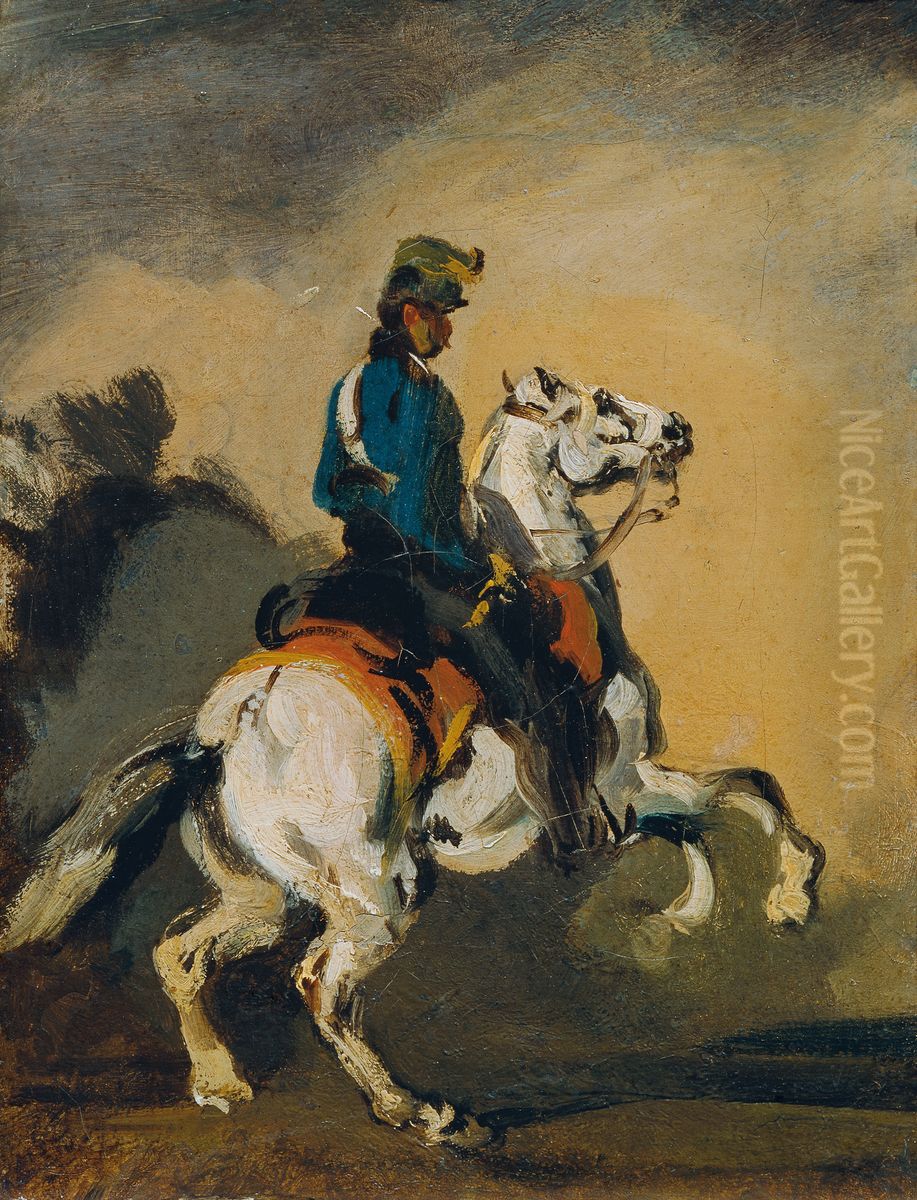 Osterreichischer Husar Oil Painting by Piotr Michalowski