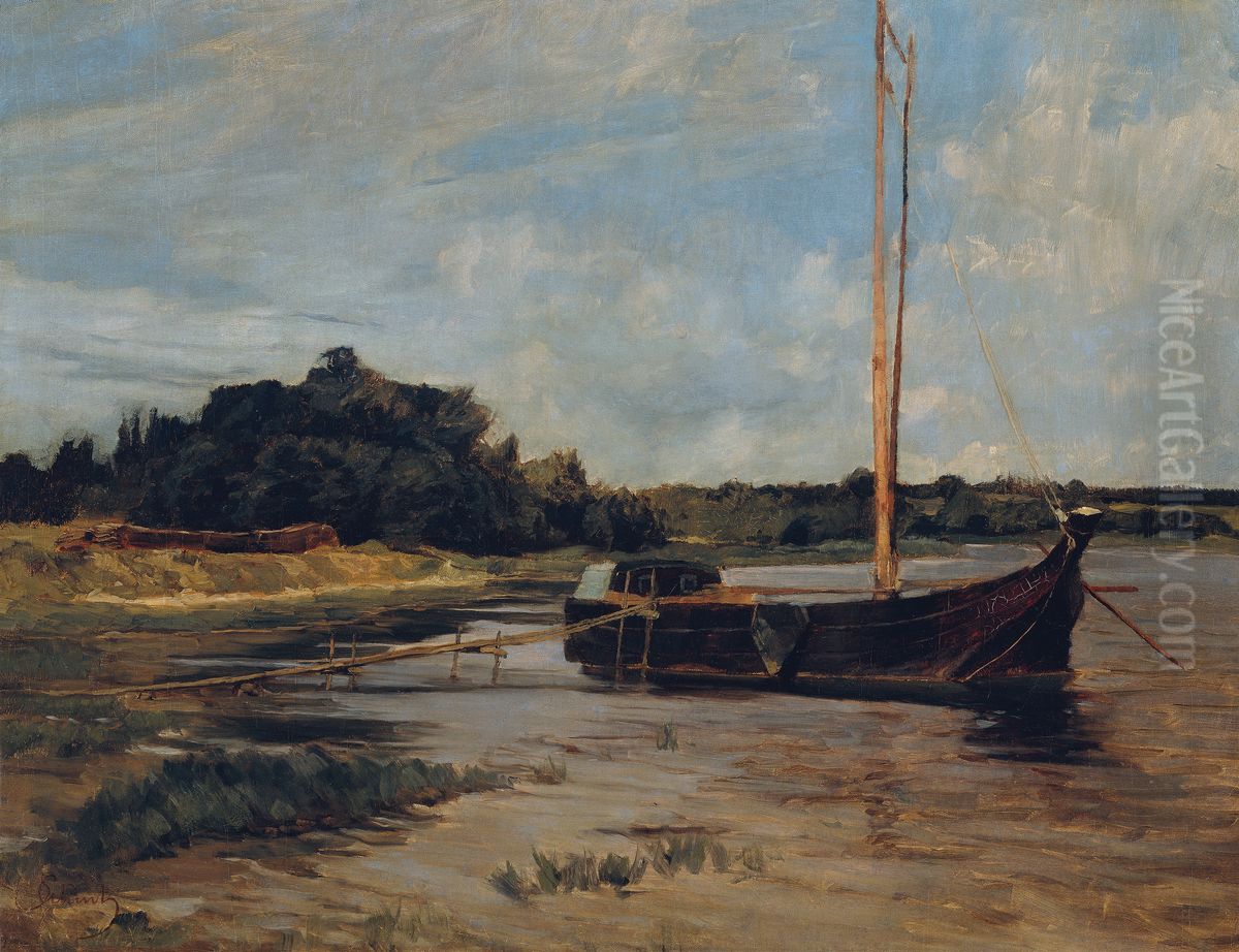 Segelschiff auf der Havel Oil Painting by Carl Schuch