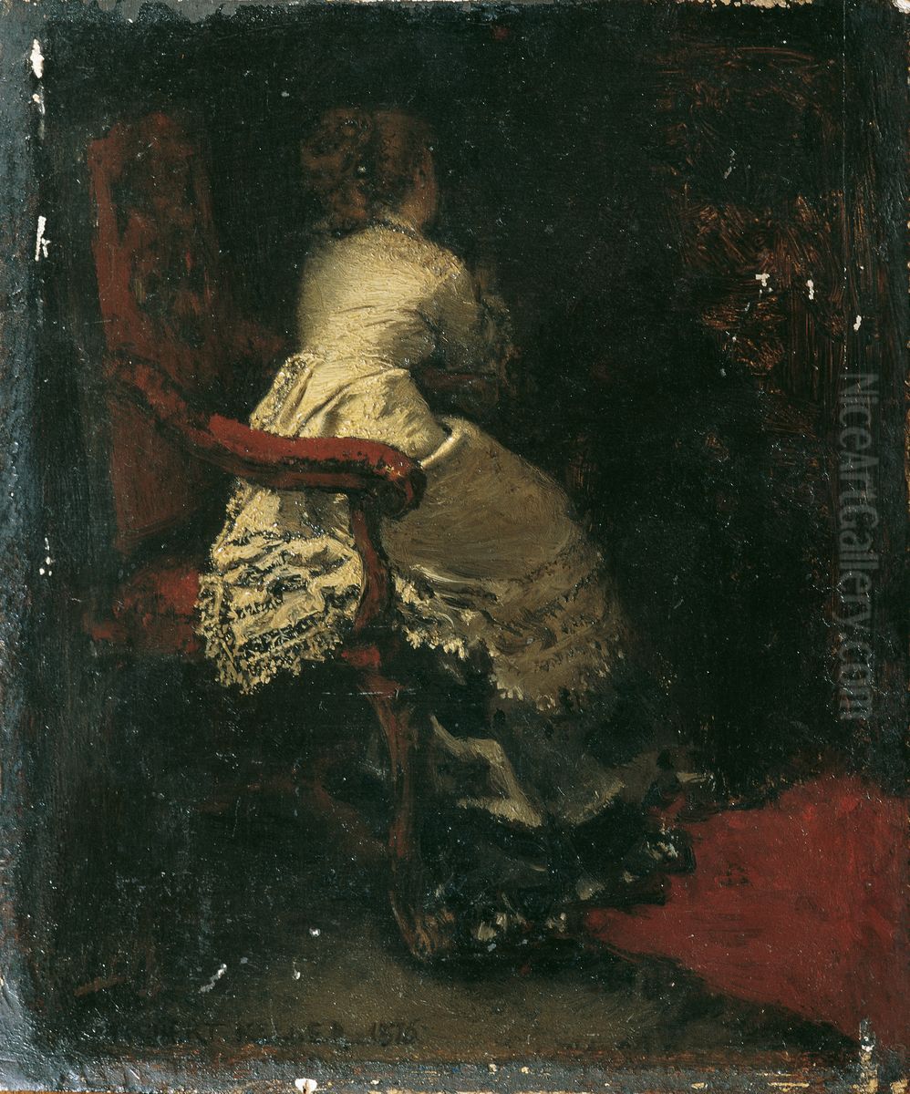 Dame im Lehnstuhl Oil Painting by Albert von Keller