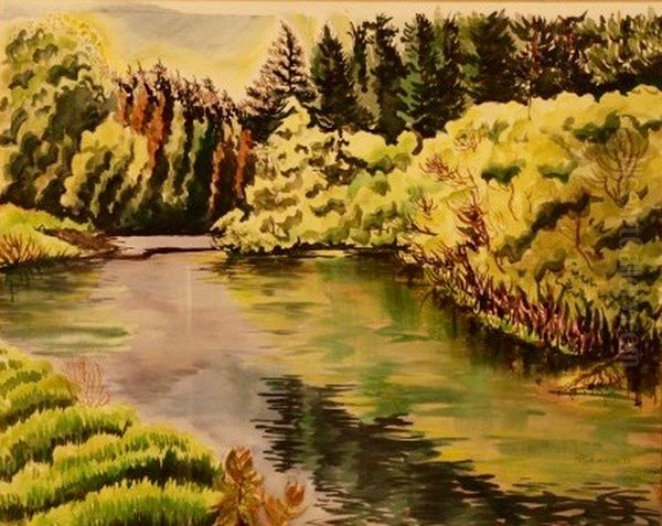 July Reflections Oil Painting by Martha Elizabeth Burchfield Richter