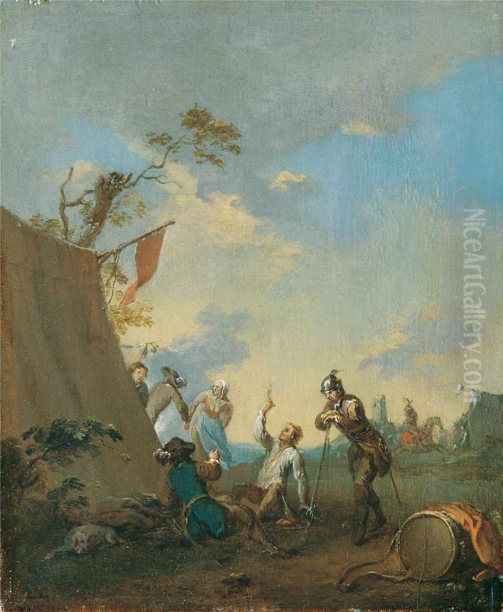 Soldaten im Zeltlager Oil Painting by Norbert Grund