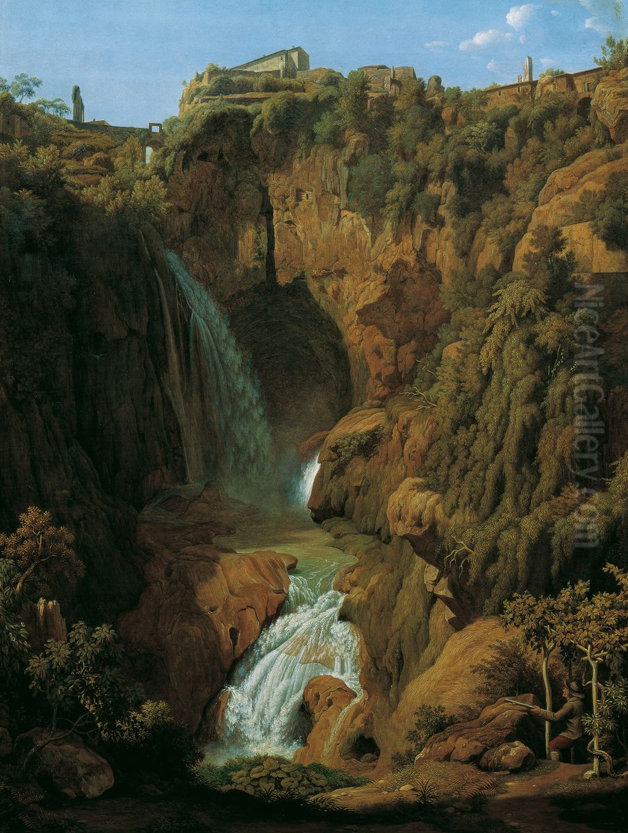 Die Neptungrotte (Wasserfall bei Tivoli) Oil Painting by Johann Martin Von Rohden