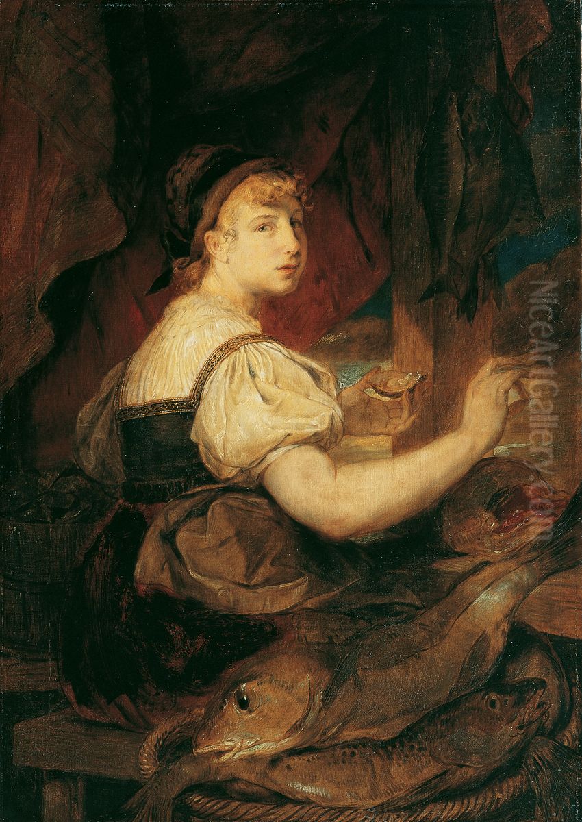 Fischverkauferin Oil Painting by Hans (Johann von Strasiripka) Canon