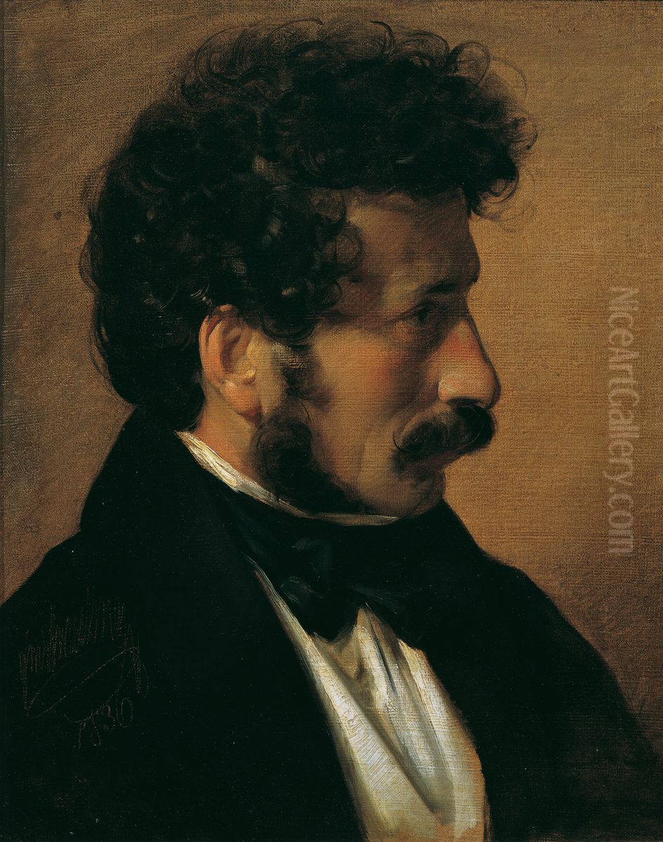 Der Maler Theodor Alconiere Oil Painting by Friedrich von Amerling