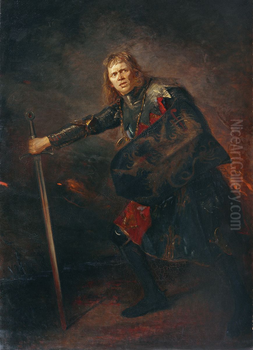 Der Schauspieler Alois Wohlmuth als Richard III. Oil Painting by Fritz von Uhde