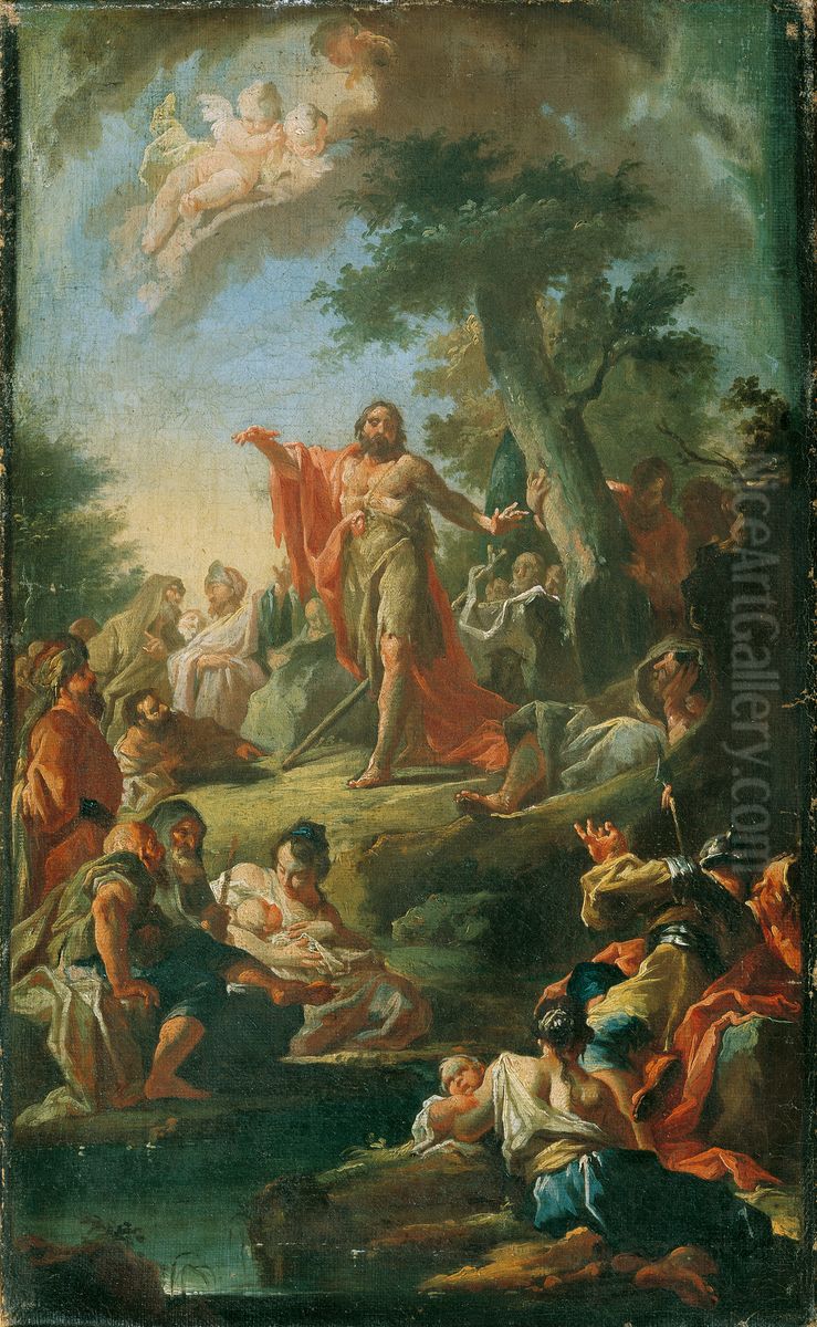Die Predigt Johannes des Taufers Oil Painting by Johann Lucas Kracker