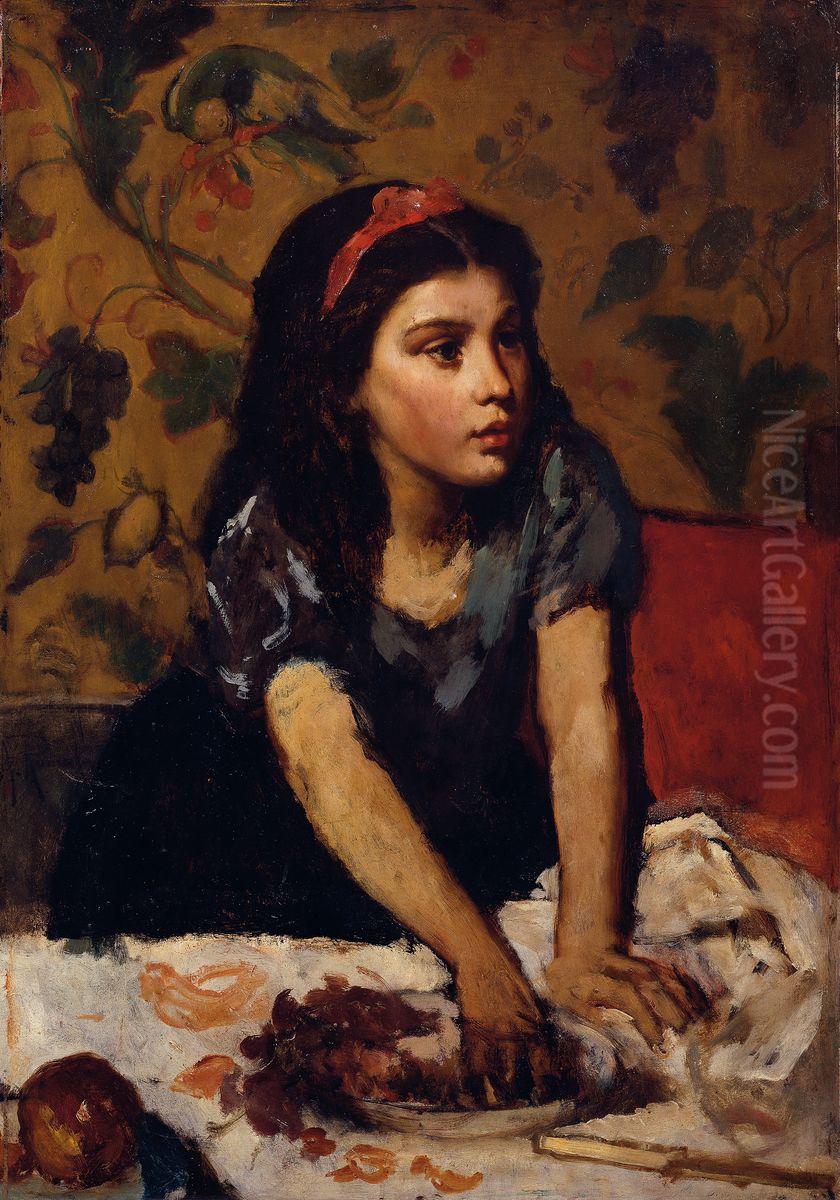 Naschendes Madchen Oil Painting by Anton Romako