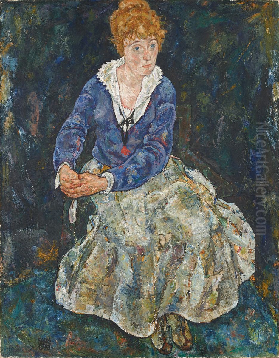 Bildnis der Frau des Kunstlers, Edith Schiele Oil Painting by Egon Schiele