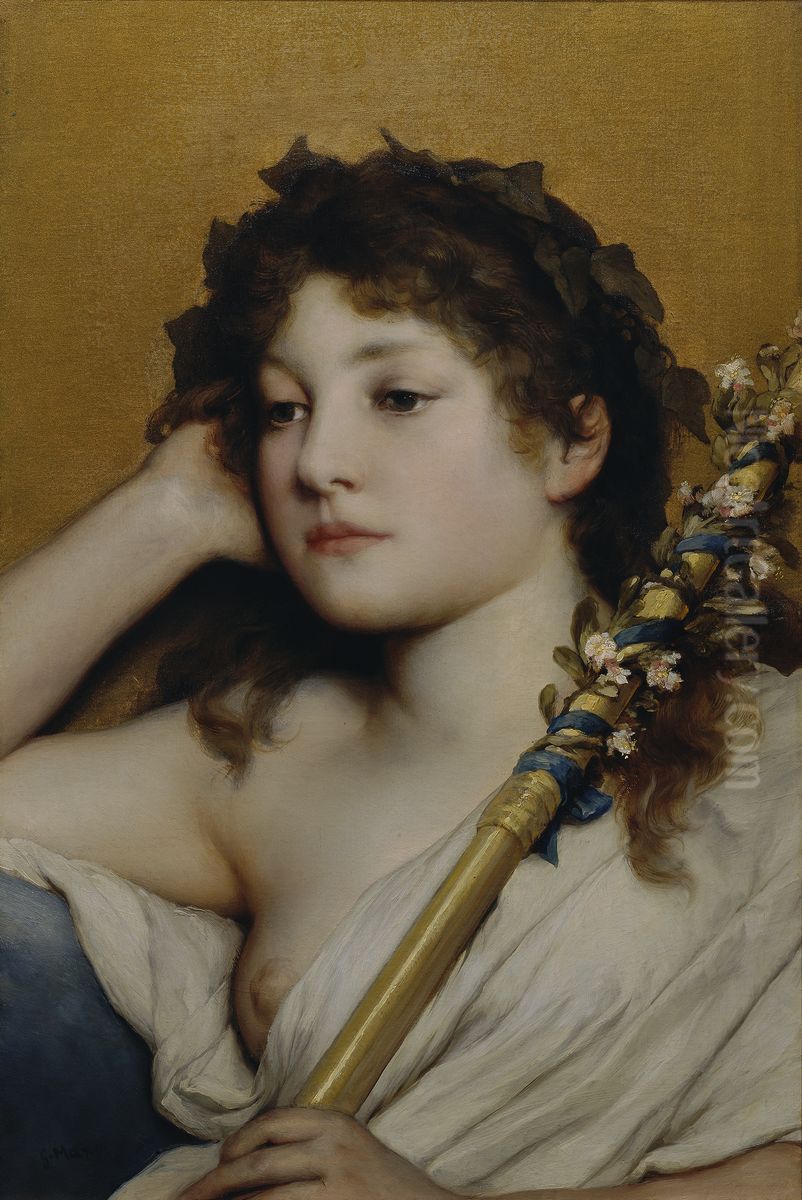 Sinnendes Frauenhaupt Oil Painting by Gabriel von Max Sinnendes Frauenhaupt Oil Painting by Gabriel von Max