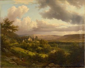 Luxemburgische Landschaft mit Blick auf Schloss Berg