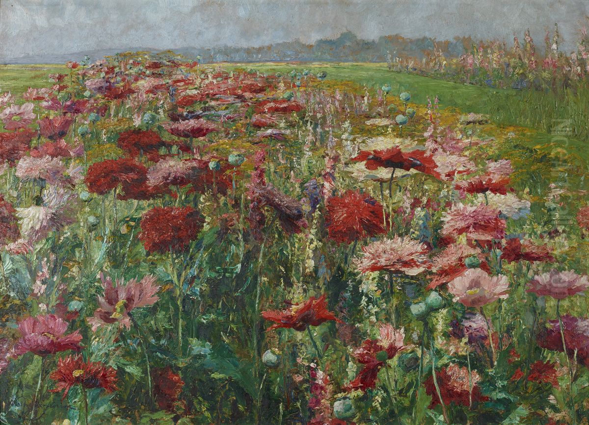 Bluhender Mohn Oil Painting by Olga Wisinger-Florian