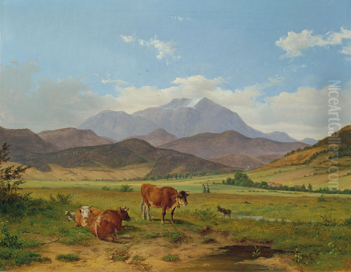 Landschaft mit Schneeberg Oil Painting by Josef Feid