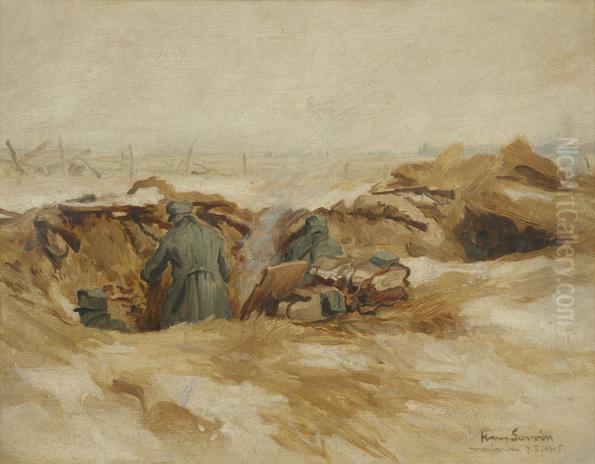 Schutzengraben Oil Painting by Hans Larwin