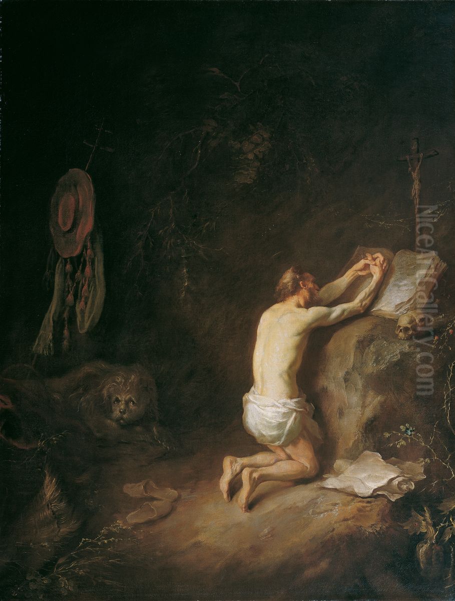 The penitent St. Jerome in the wilderness Oil Painting by Martin Johann Schmidt