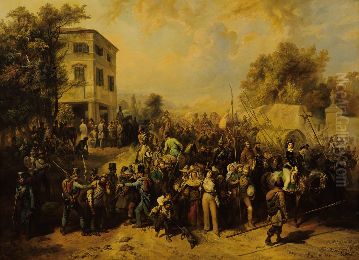 Der Auszug der Romer aus Vicenza Oil Painting by Peter Johann Nepomuk Geiger