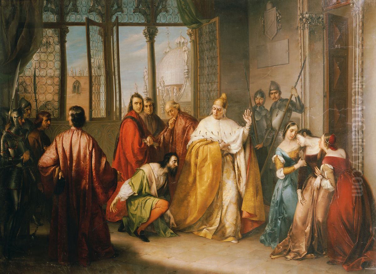 Der Doge Francesco Foscari schickt seinen Sohn Giacomo in die Verbannung (