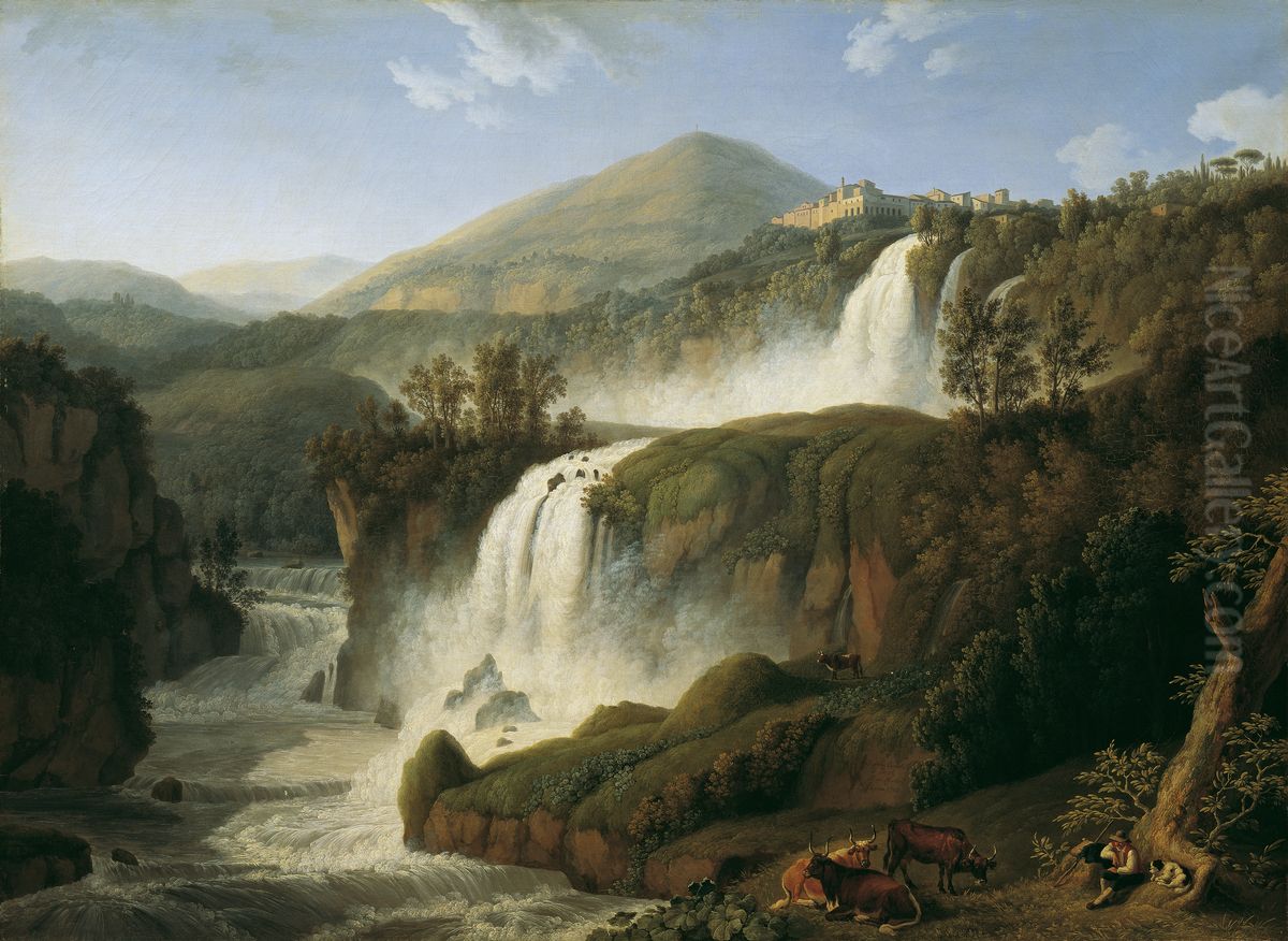 The Large Waterfall at Tivoli near Rome Oil Painting by Jacob Philipp Hackert