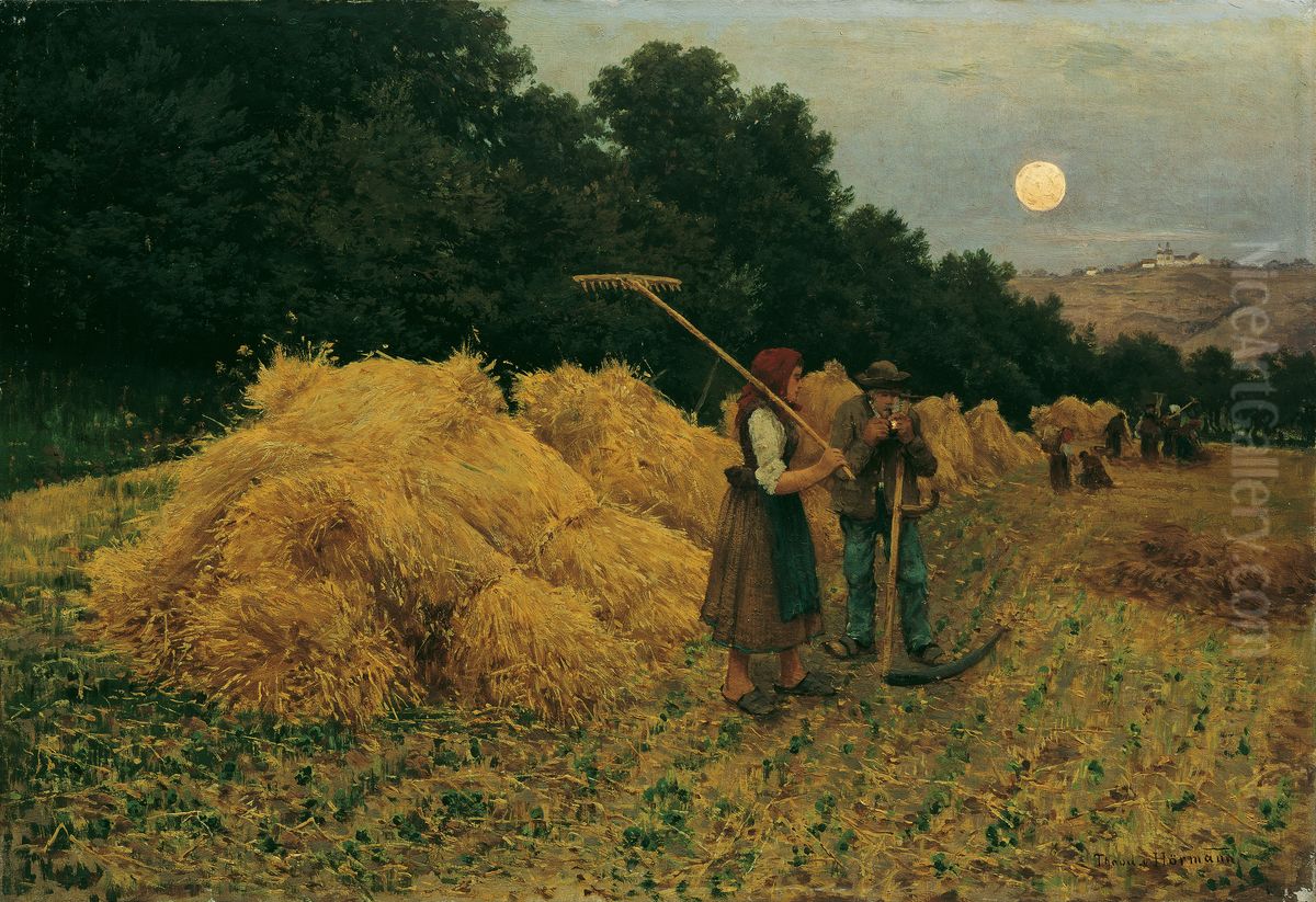 Mondaufgang nach der Ernte I Oil Painting by Theodor von Hormann