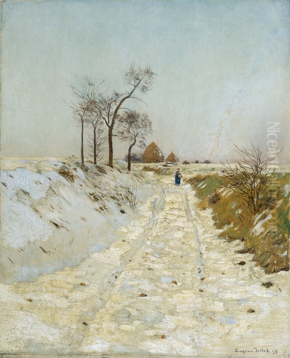 Hohlweg im Winter Oil Painting by Eugen Jettel