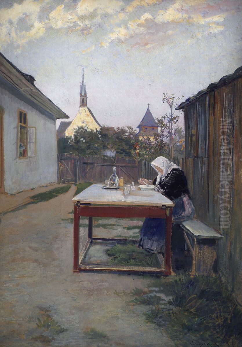 Meine Mutter (Abendmahlzeit) Oil Painting by Ludwig Michalek