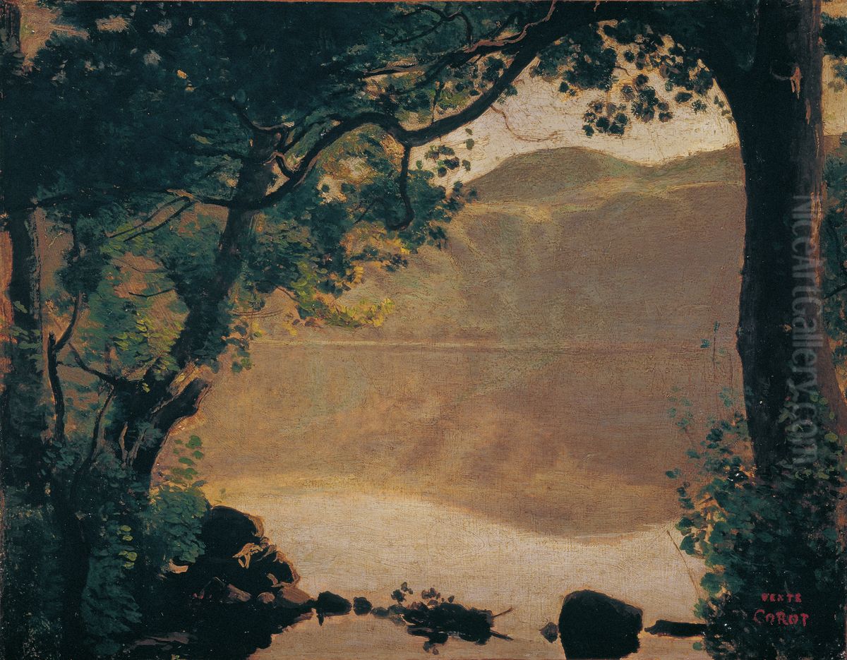 Lake Nemi Oil Painting by Jean-Baptiste Camille Corot