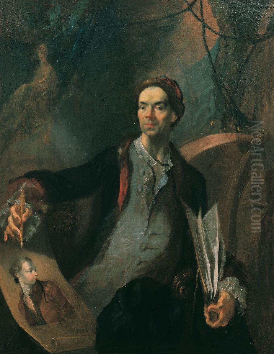 Artist Portrait (So-Called Self-Portrait) Oil Painting by Franz Anton Maulbertsch