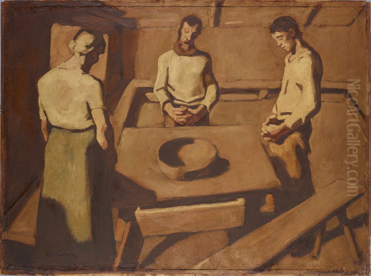 Das Tischgebet Oil Painting by Albin Egger-Lienz