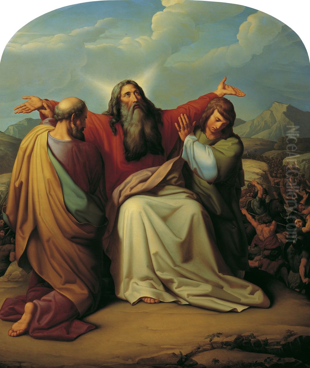 Moses, um den Sieg betend Oil Painting by Leopold Kupelwieser