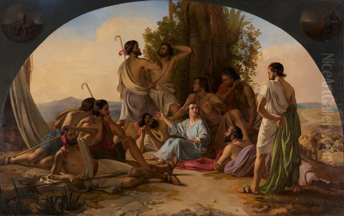 Joseph tells his dream Oil Painting by Carl Wurzinger