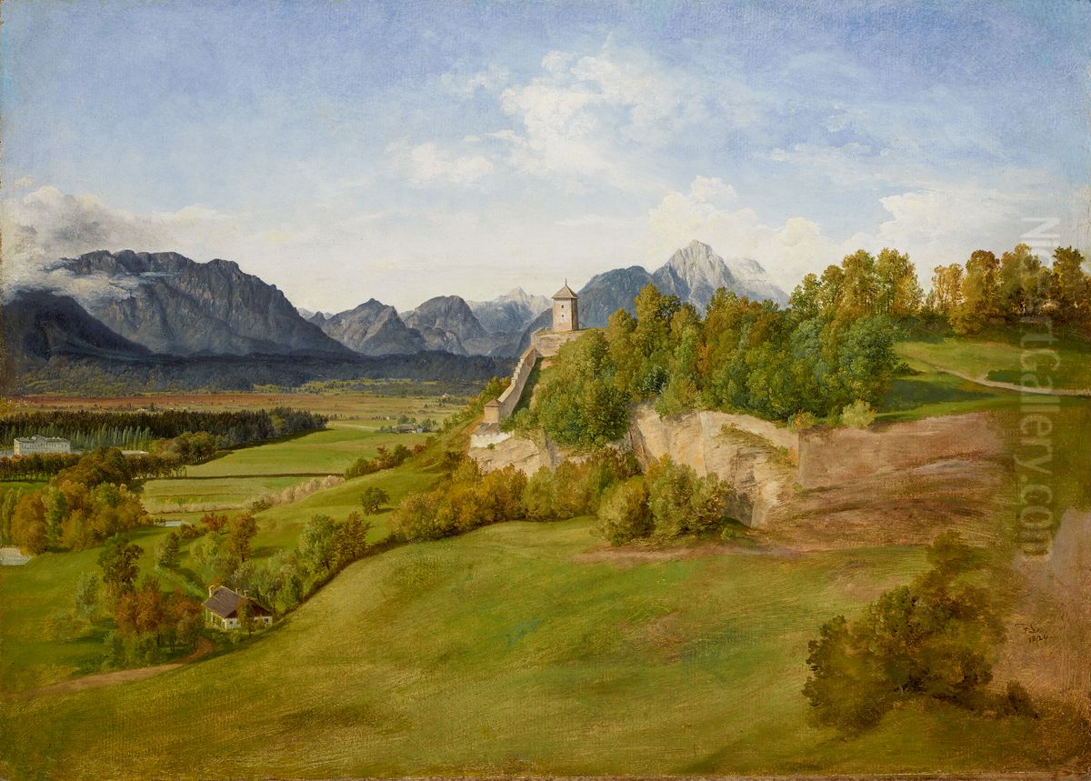 Der Monchsberg in Salzburg mit dem Josefsturm Oil Painting by Friedrich Loos