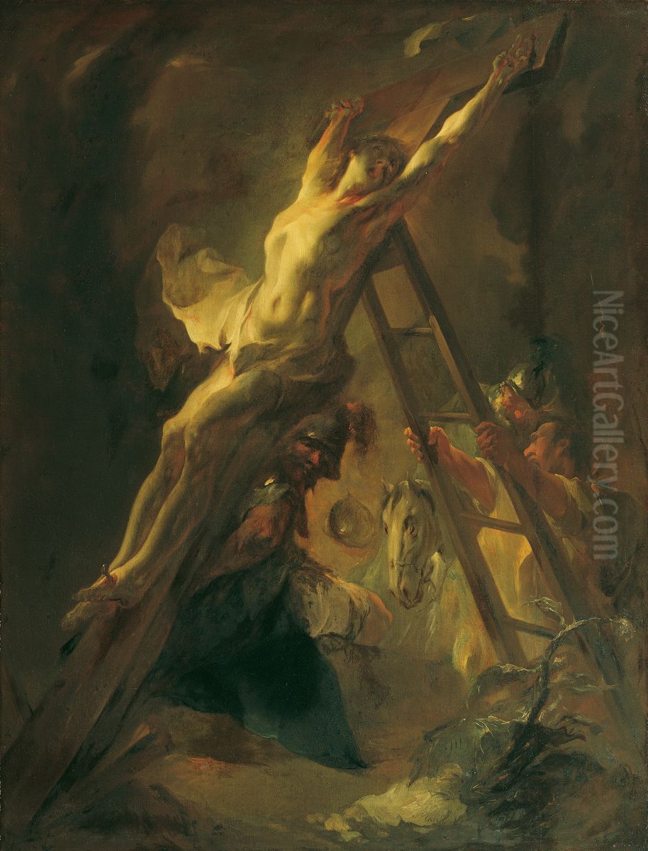 Die Kreuzaufrichtung Oil Painting by Franz Anton Maulbertsch