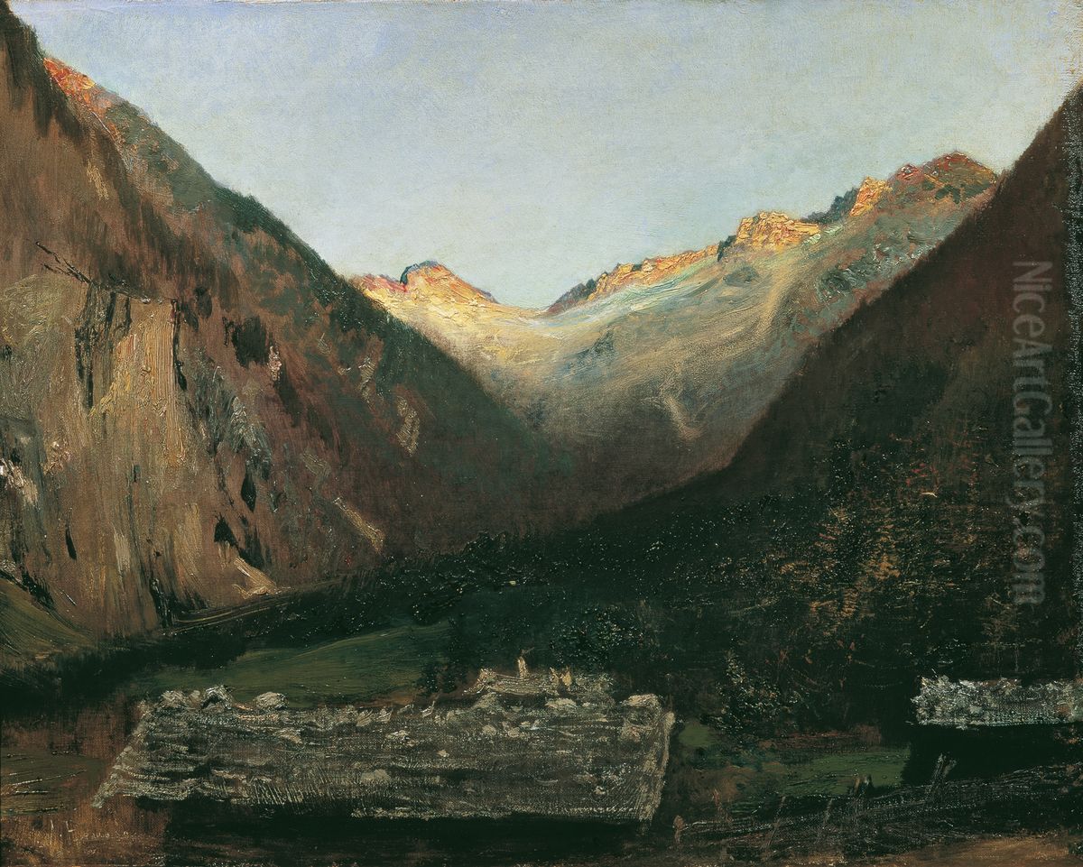 Abend in der Prossau bei Gastein Oil Painting by Anton Romako