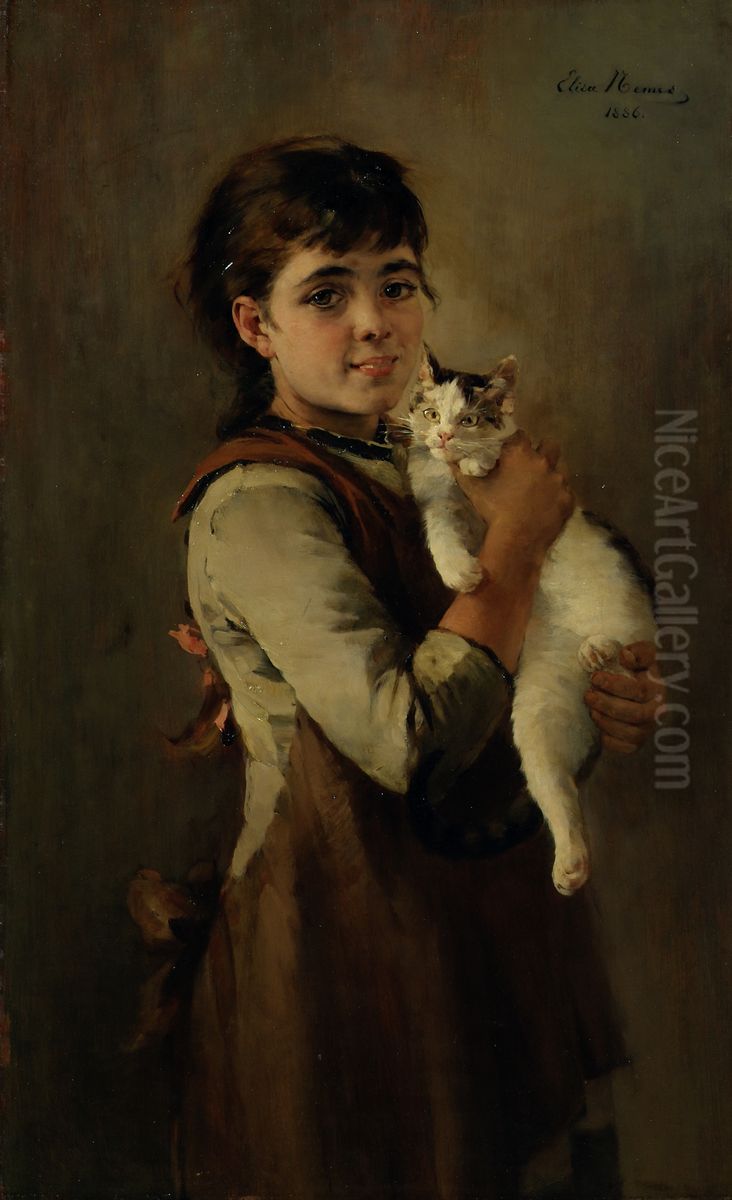 Two Kittens Oil Painting by Elise Ransonnet-Villez