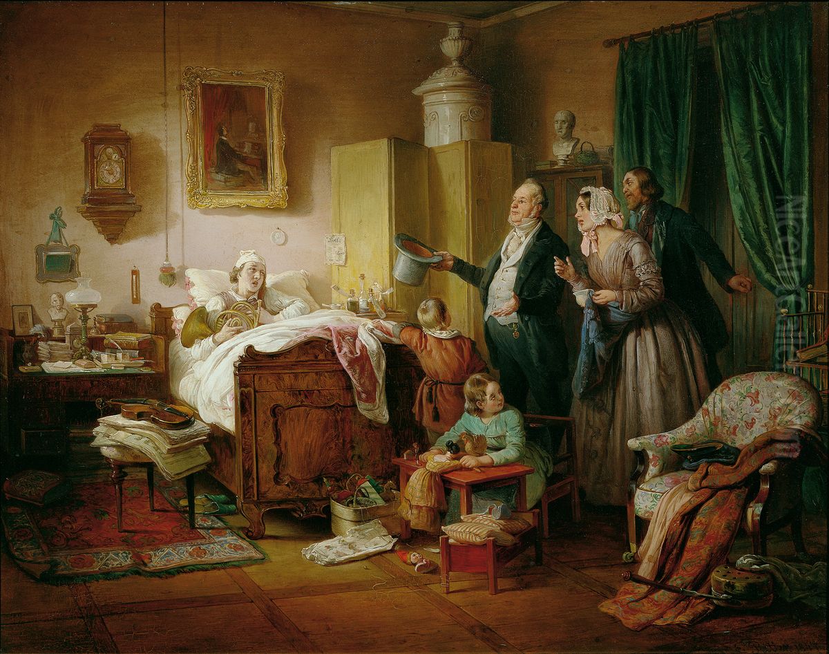 Der kranke Musiker Oil Painting by Eduard Ritter