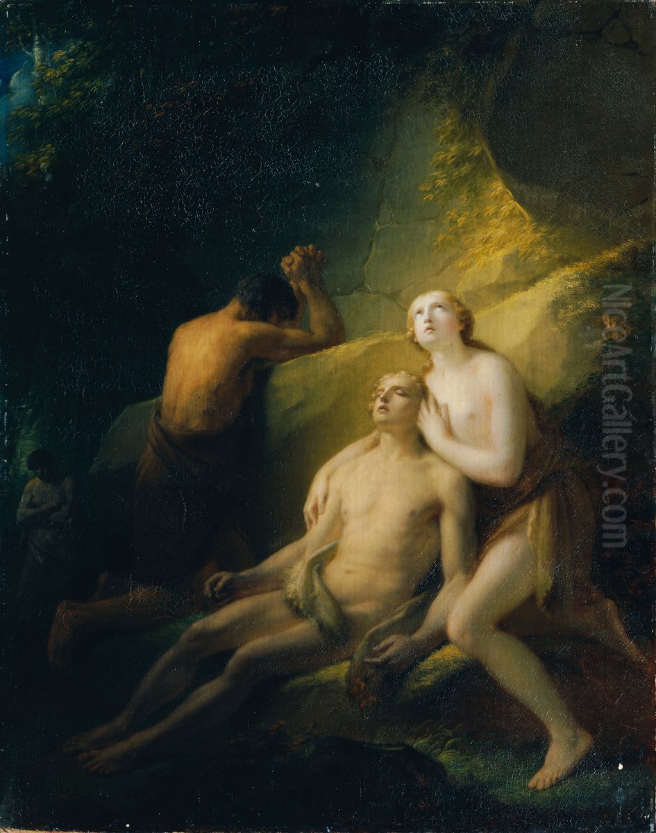 Adam and Eve Mourn the Dead Abel Oil Painting by Heinrich Fuger