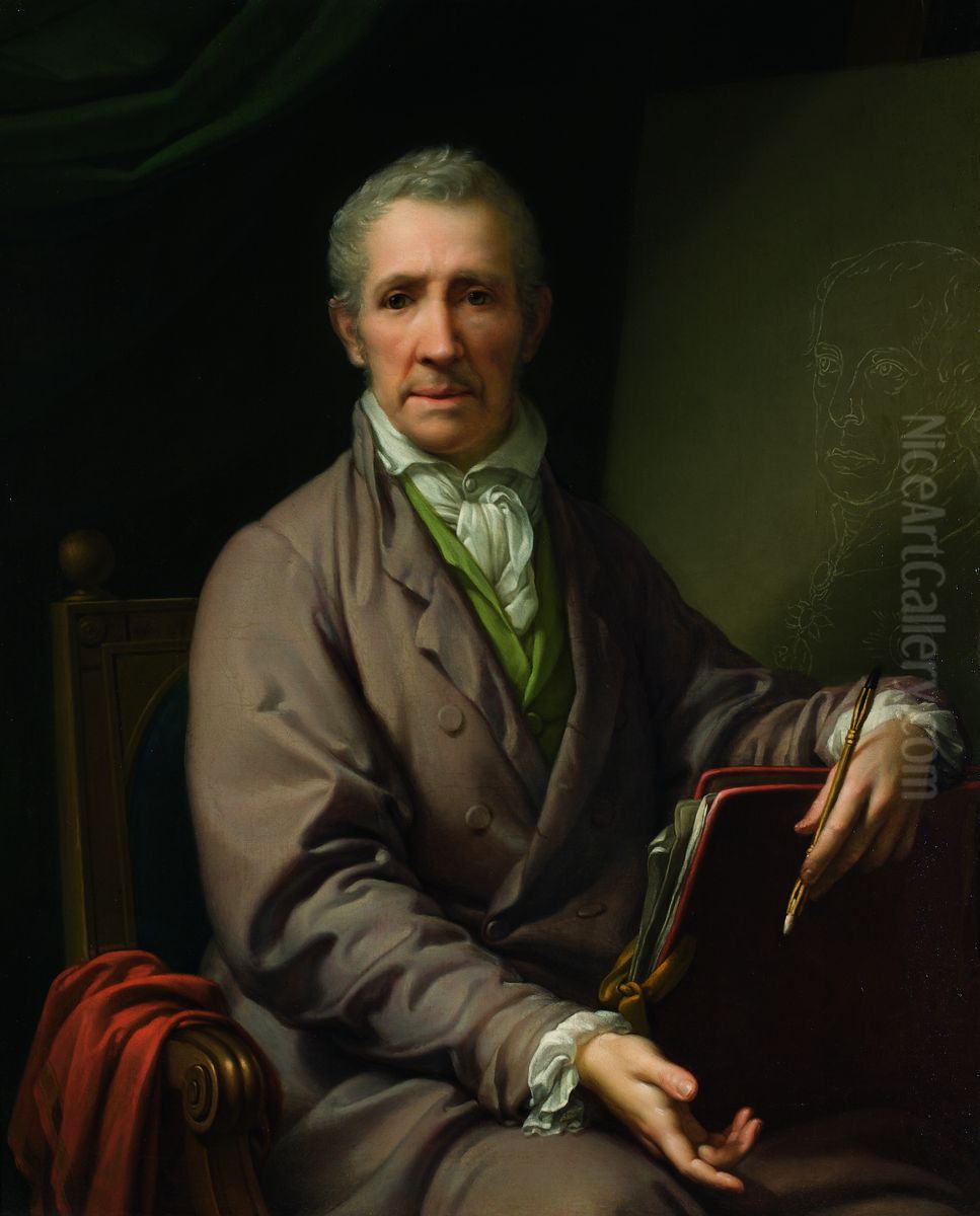 Selbstbildnis an der Staffelei Oil Painting by Johann Baptist von Lampi the Elder