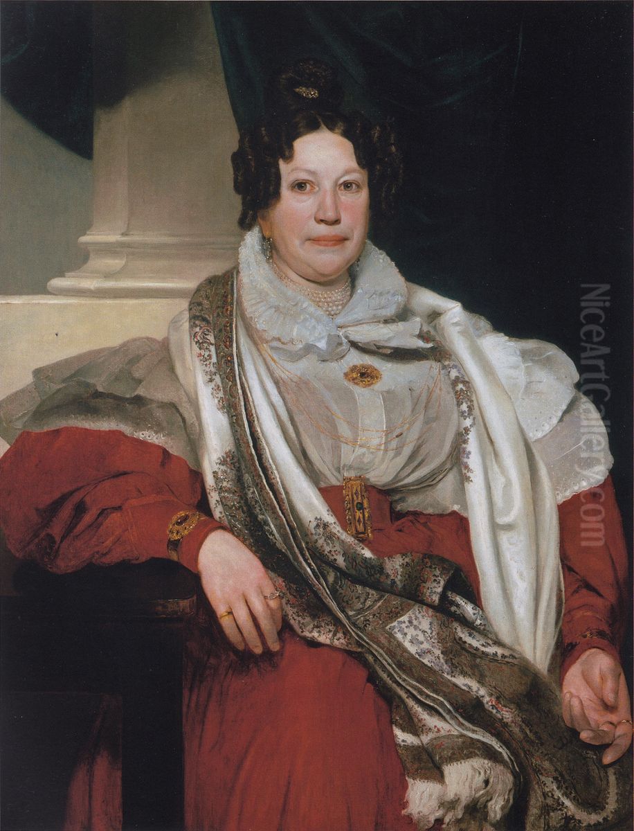 Die Gastwirtin Barbara Meyer Oil Painting by Johann Baptist Reiter
