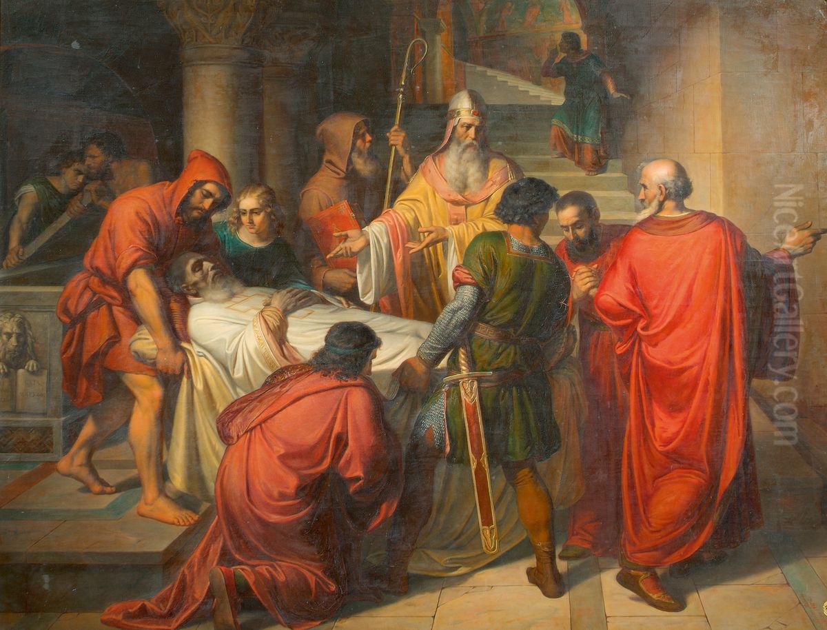 Ubergabe des Leichnams des heiligen Markus in Alexandria an die Venezianer Oil Painting by Mihaly Kovacs
