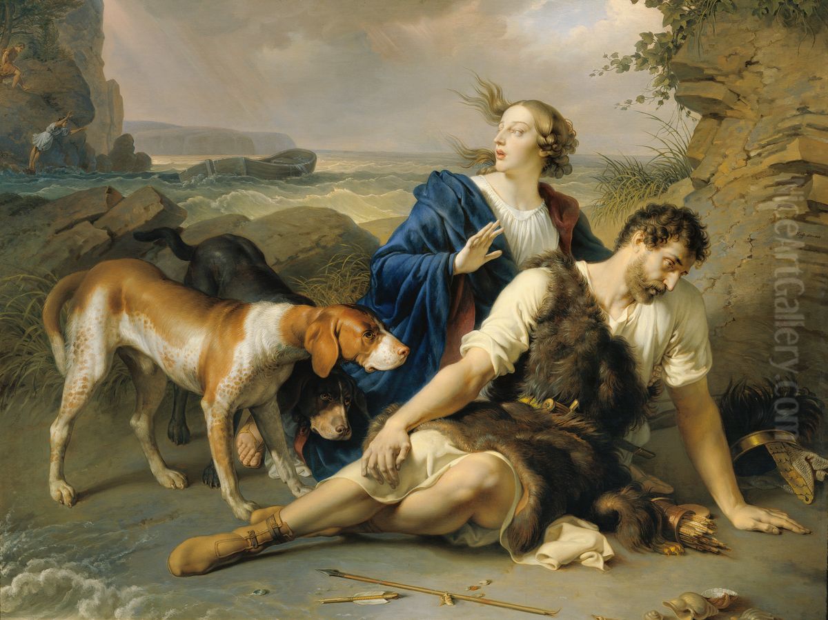 Arindal und Daura Oil Painting by Johann Peter Krafft