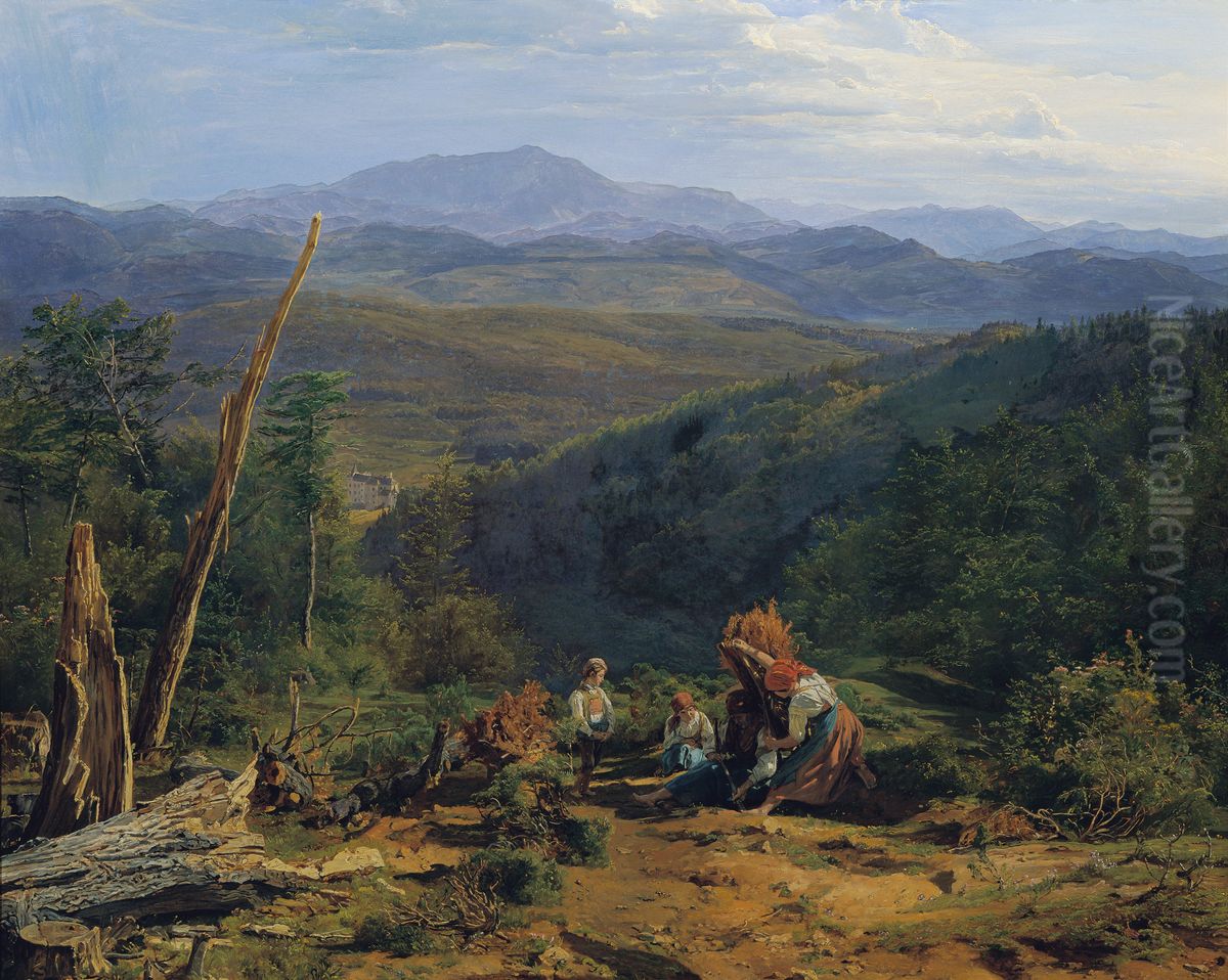 Wienerwaldlandschaft mit Schloss Wildegg Oil Painting by Ferdinand Georg Waldmuller