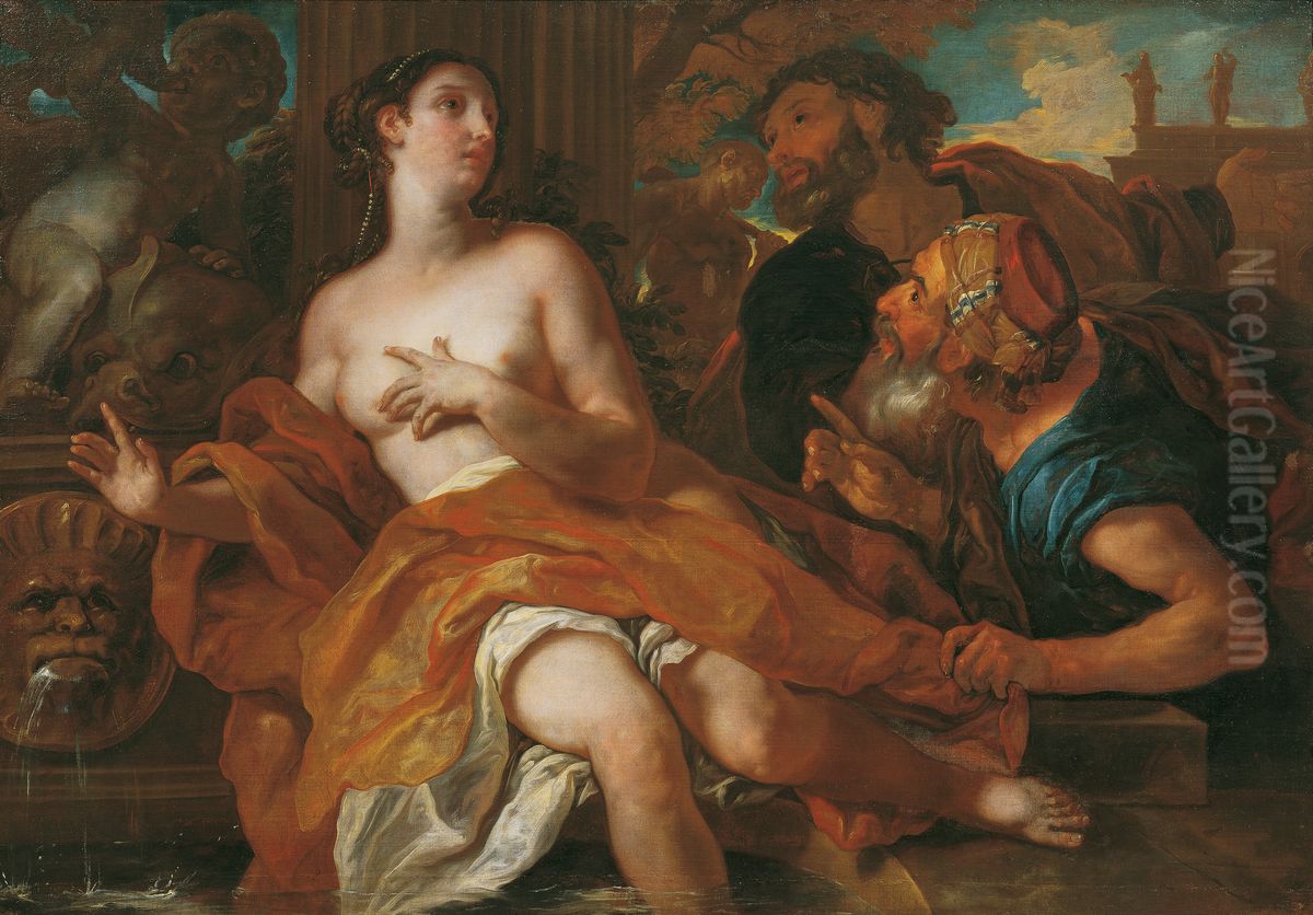 Susanna und die beiden Alten Oil Painting by Johann Michael Rottmayr