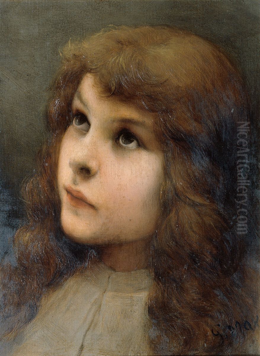 Studienkopf Oil Painting by Gabriel von Max Studienkopf Oil Painting by Gabriel von Max
