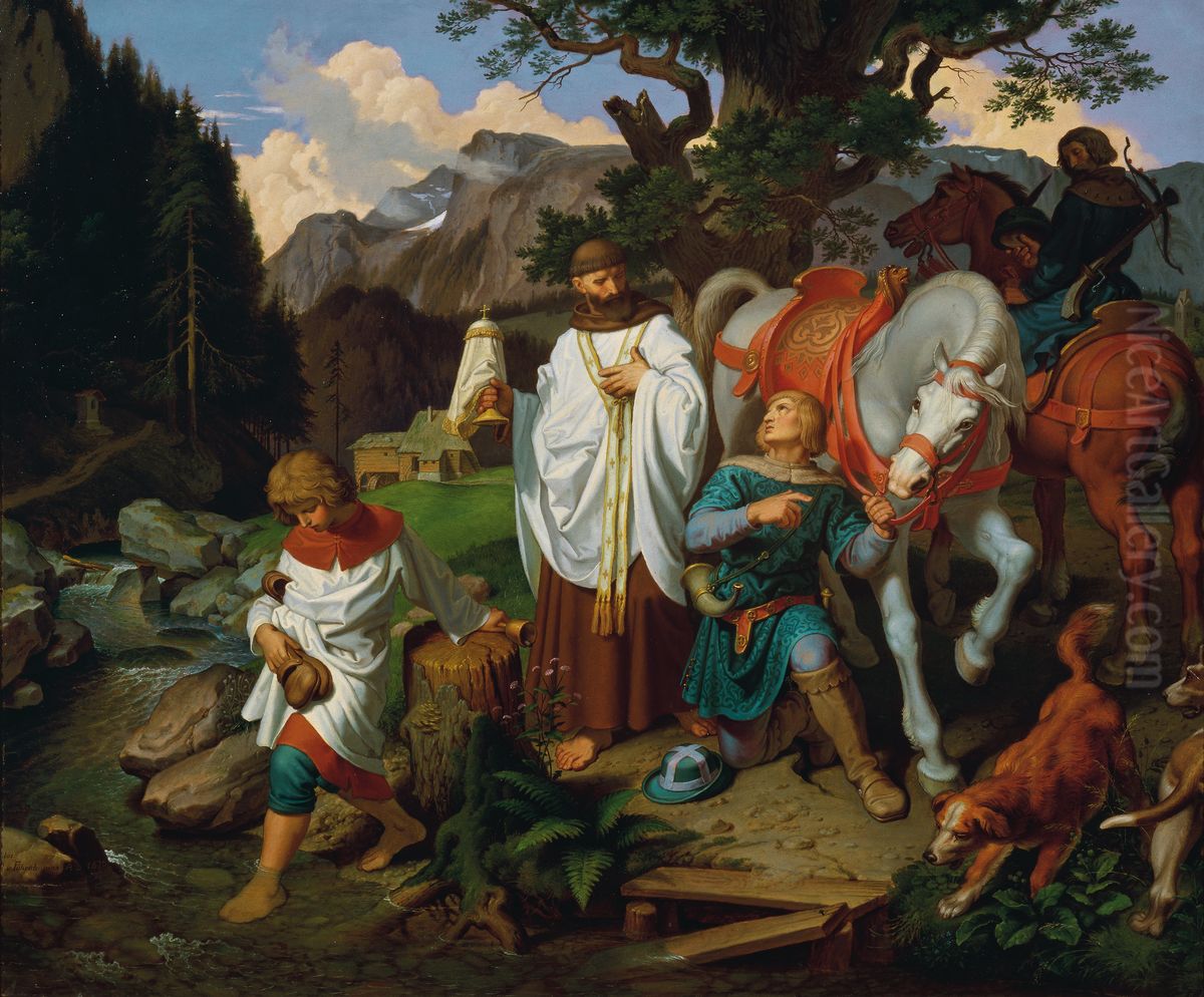 Rudolf von Habsburg und der Priester Oil Painting by Joseph von Fuhrich