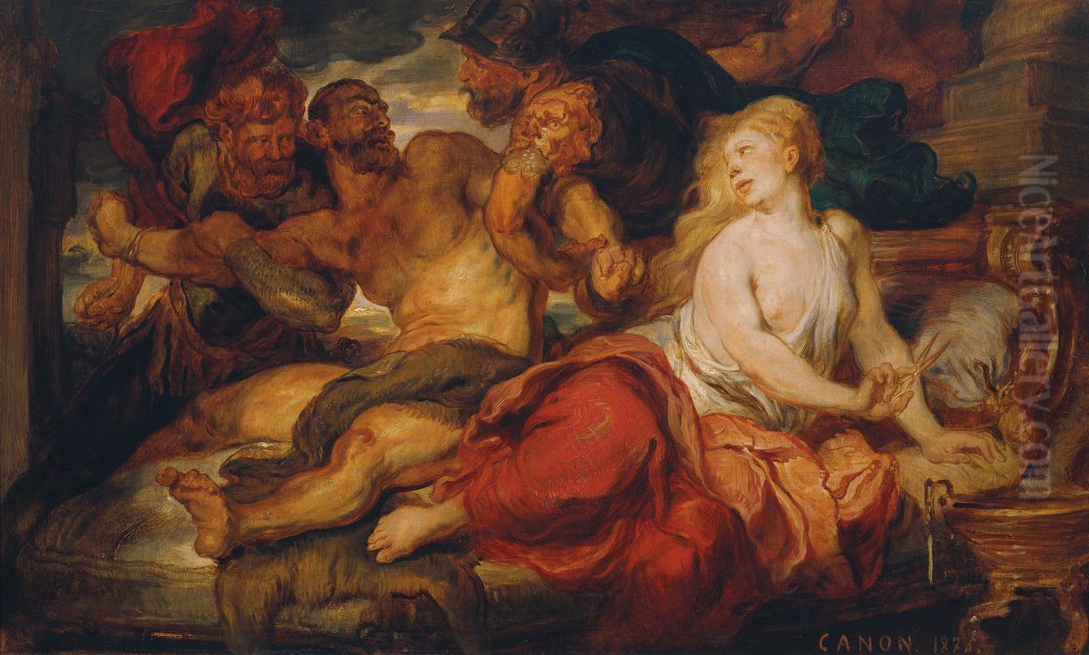 Samson und Delila Oil Painting by Hans (Johann von Strasiripka) Canon