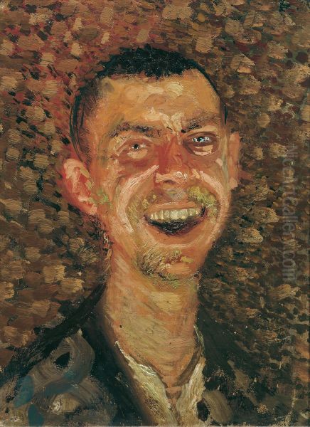 Self-Portrait, Laughing Oil Painting by Richard Gerstl