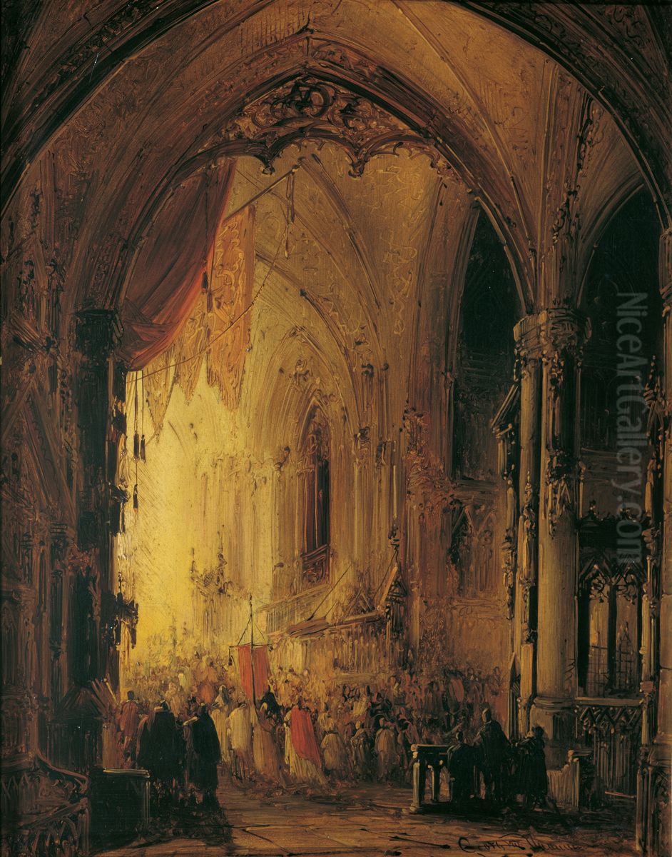 Prozession in einer Kathedrale Oil Painting by George Gillis Haanen