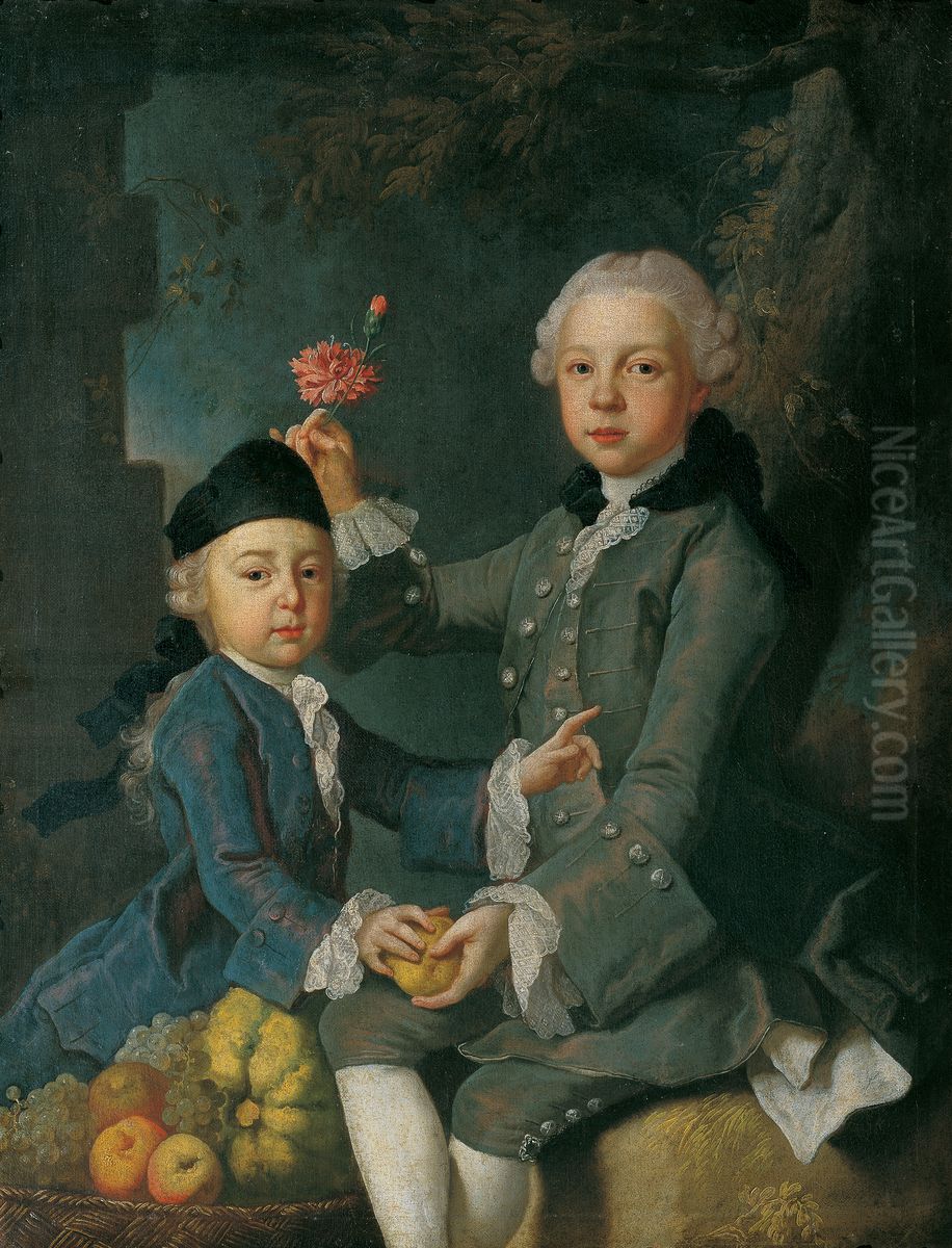 Doppelbildnis Leopold und Vinzenz Ruard Oil Painting by Martin Van Meytens