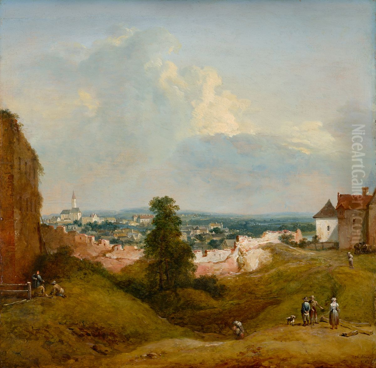 Aussicht von der Albrechtsburg in Klosterneuburg Oil Painting by Johann Christian Brand