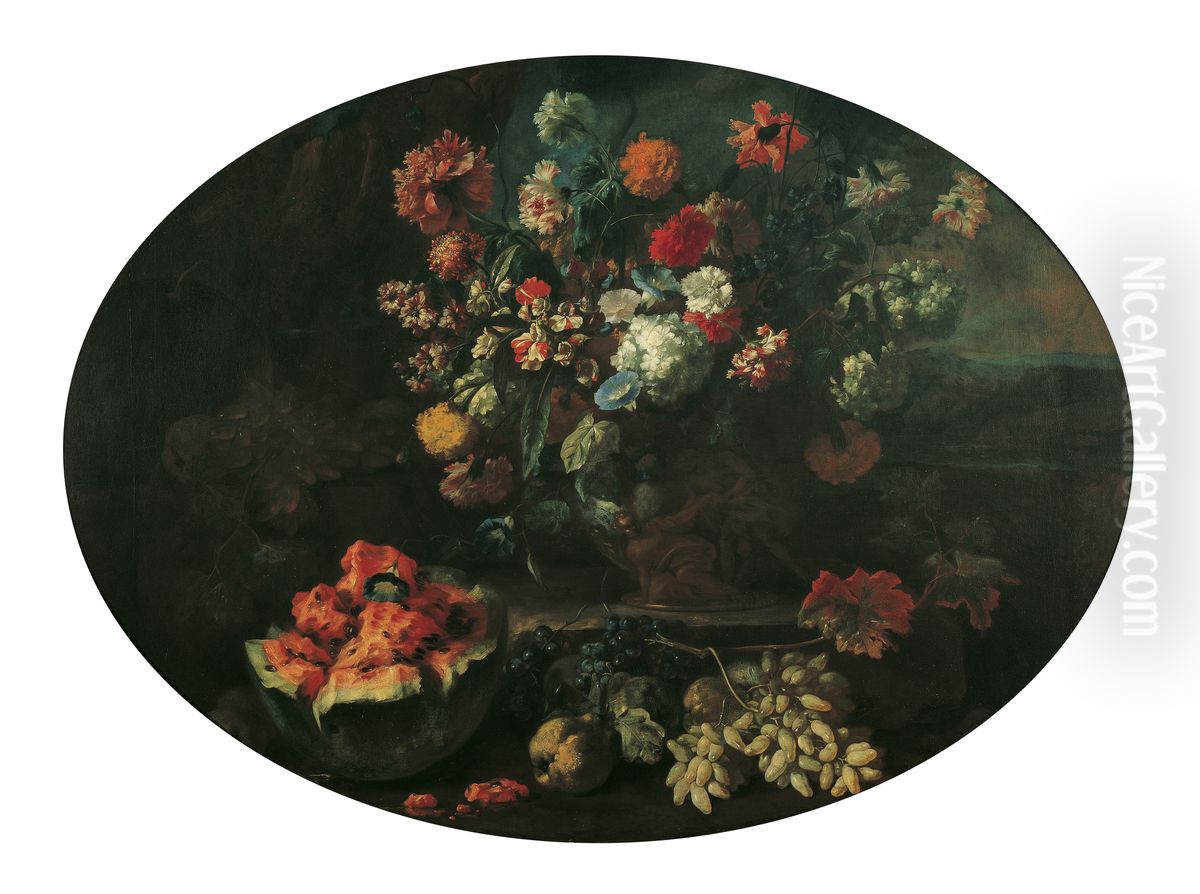 Blumen und Fruchte Oil Painting by Franz Werner Tamm